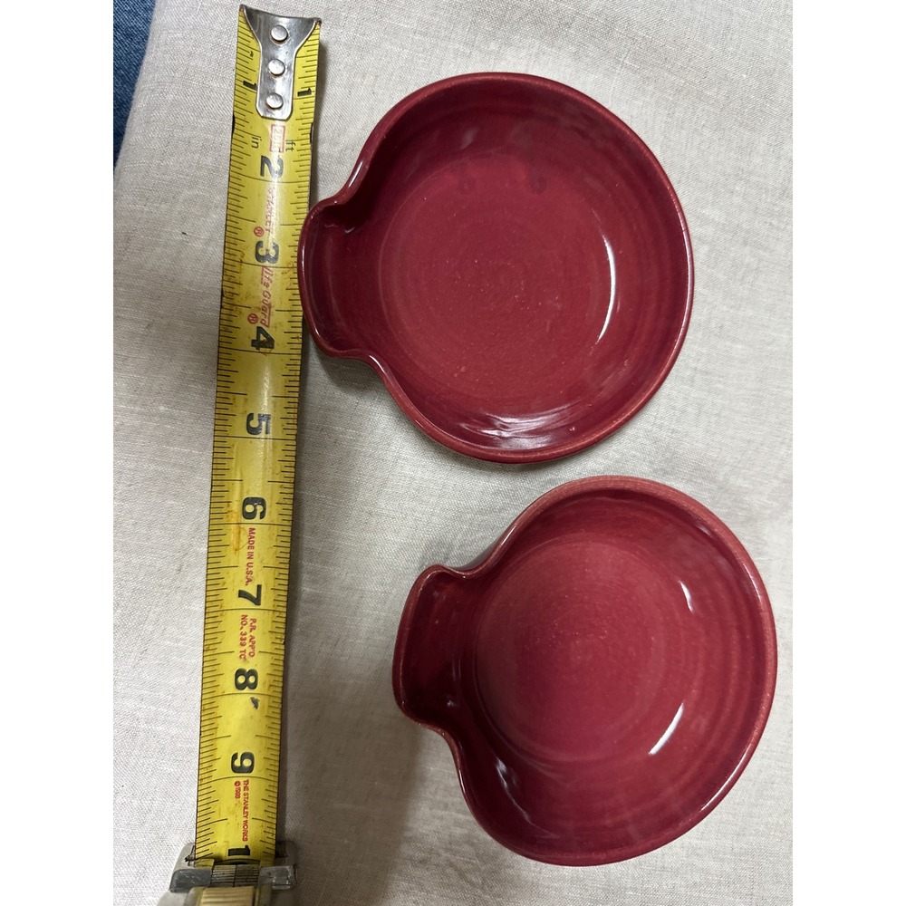 Vintage McNeill Windy 1999 Bordeaux Red Ceramic Spoon Rests Set of 2 Burgundy 4"